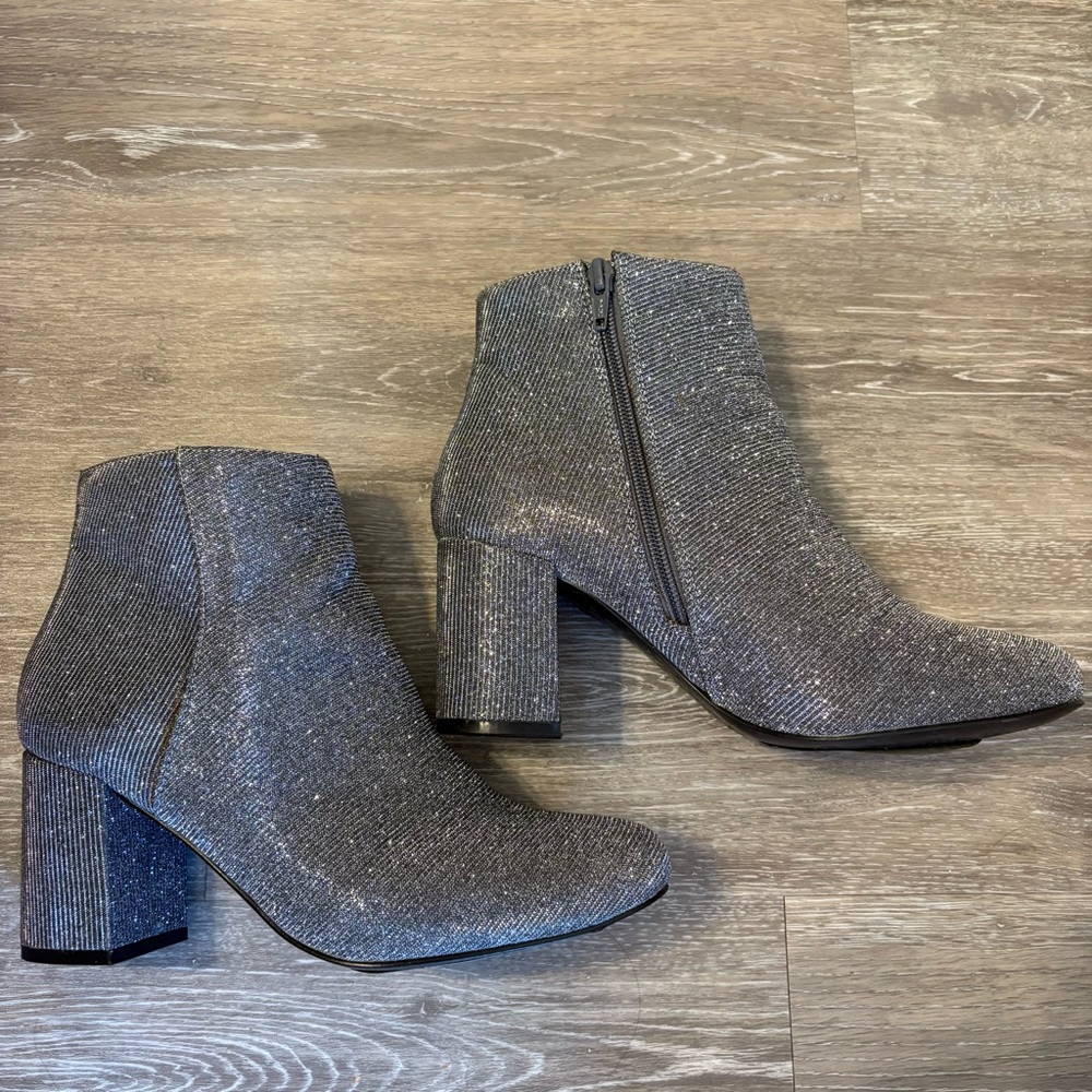 Diba Sparkly Silver Ankle Boots